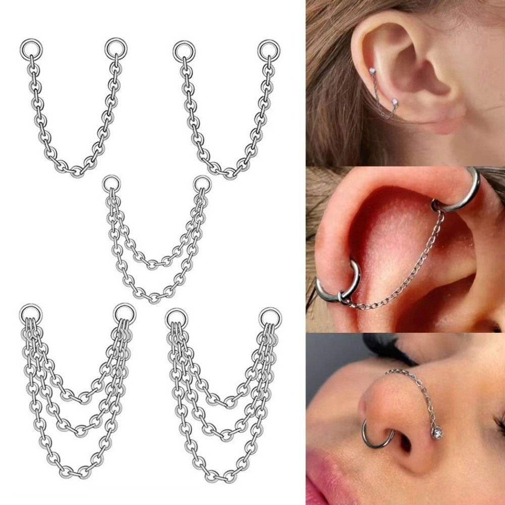 Body Jewelry Piercing - Corrente de Titânio para Nariz, Corrente