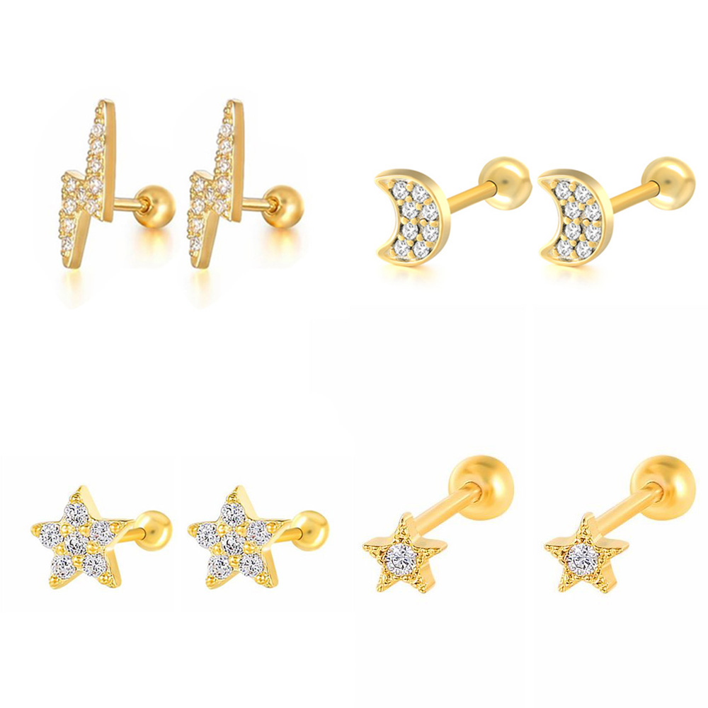 Body Jewelry Cartilage Earrings - Estrela lua cartilagem brincos para mulheres