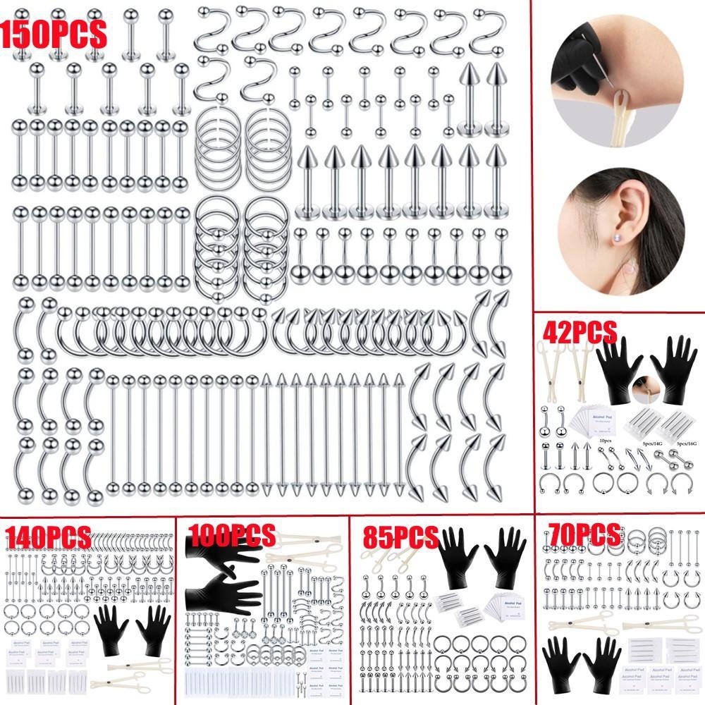 Body Jewelry Piercing - Kit de Piercing Corporal com 150/140/85/70/42