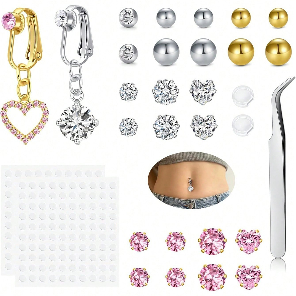 Body Jewelry Piercing - Piercing Falso Dourado para Umbigo com